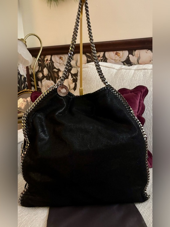 Stella McCartney Handbags - SOLD-Stella McCartney Falabella Tote Large Black Shaggy Deer Chain Trim Bag